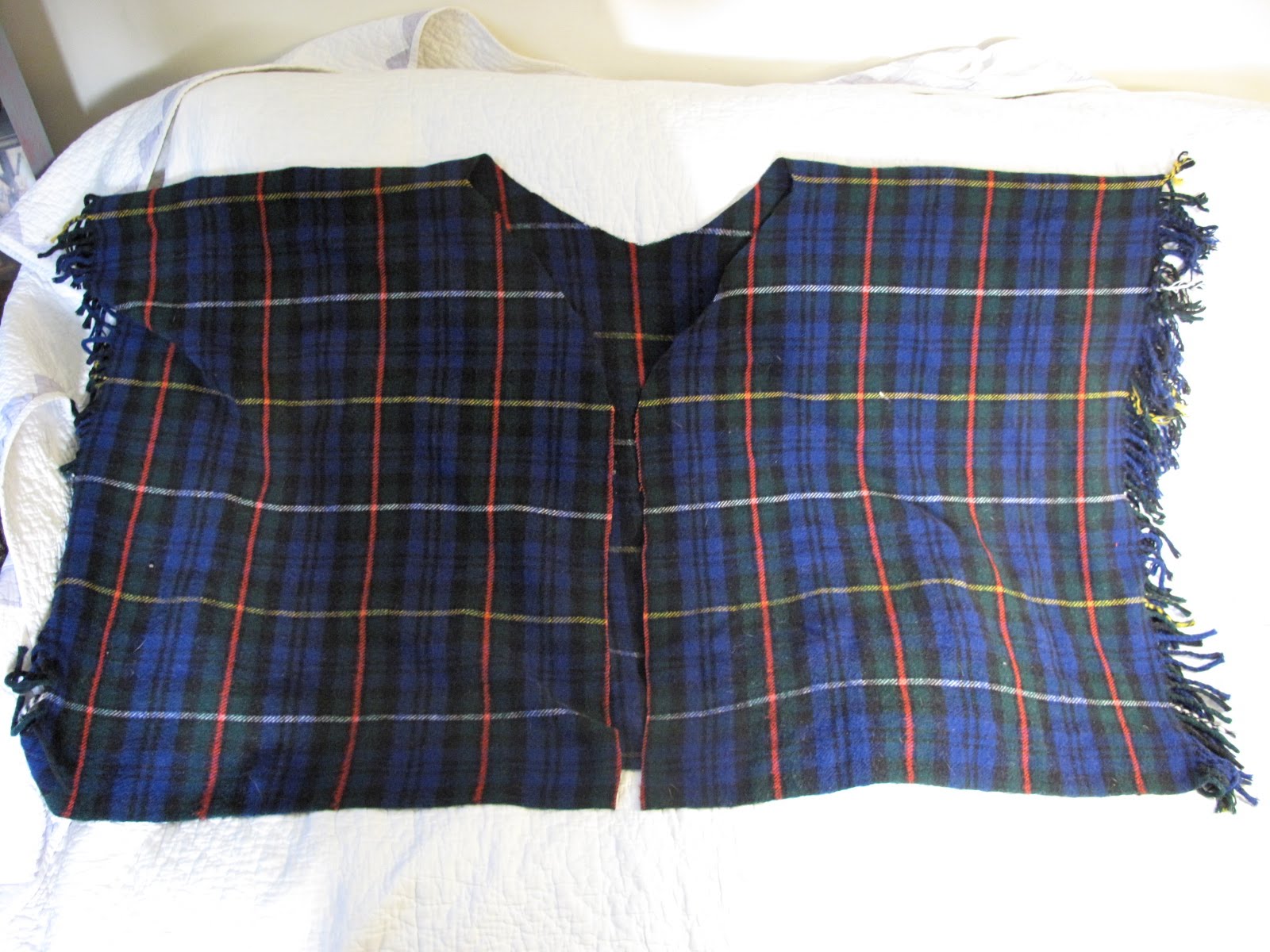 Resweater Tutorial Tuesday wool throw blanket to hooded poncho