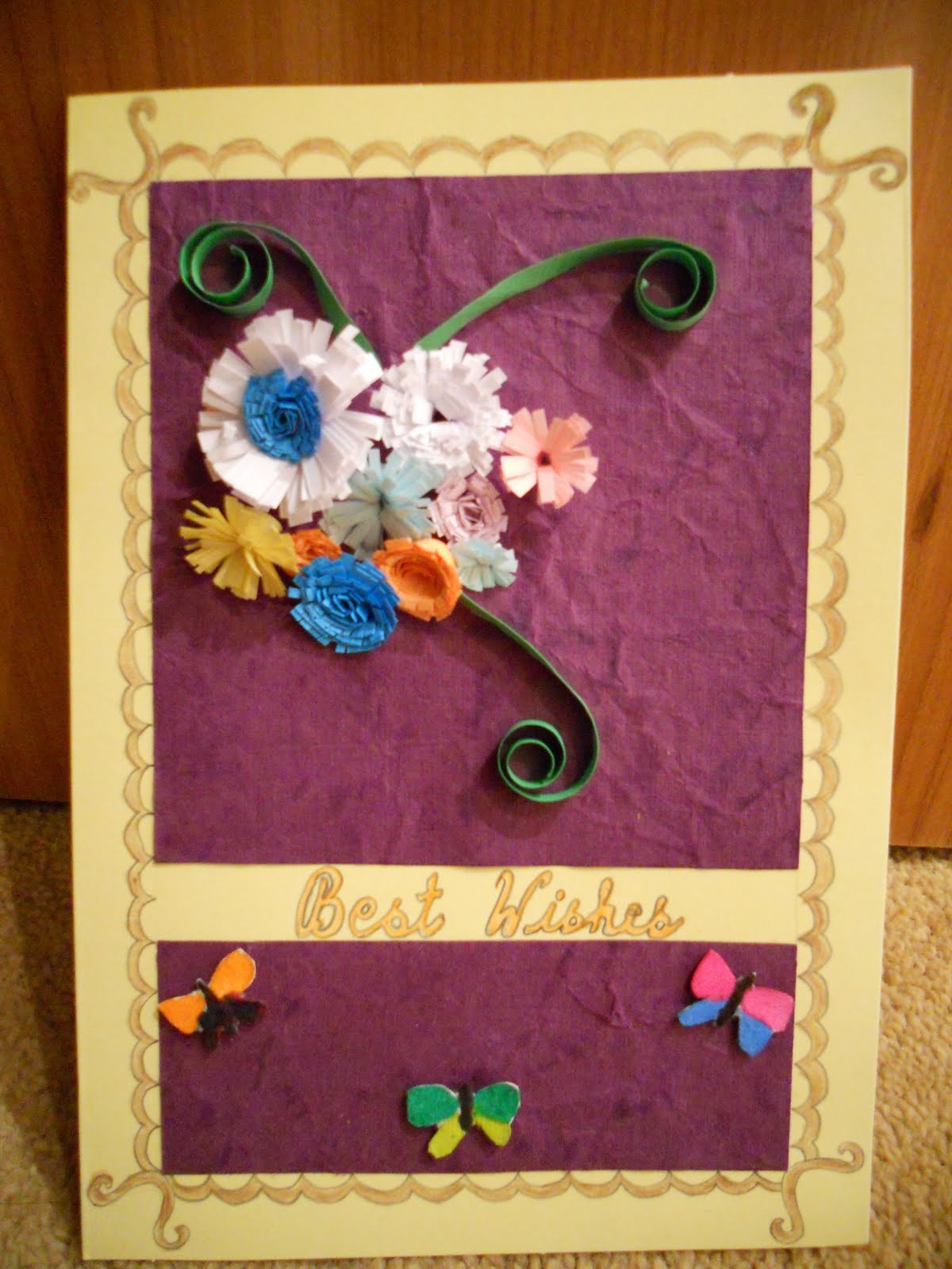 Quilled Flowers Greeting Card Best Wishes