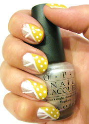 yellow nails silver star shooting beauty