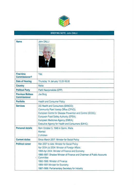 John Dalli Briefing Note (CV) Page1