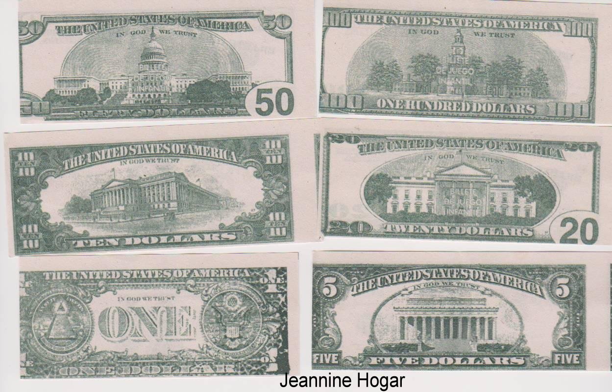 Jeannine HOGAR: BILLETES DIDACTICOS dolares (falsos)