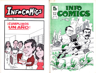 1989 - 1990  INFOCOMICS : Primer Fanzine sobre cómics en Puerto Rico, Publicación dedicada a dar a conocer el trabajo de  dibujantes y escritores locales e internacionales como consecuencia del boom en el mercado alternativo