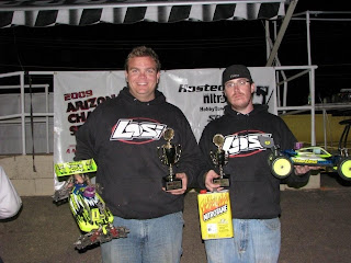 In the Expert Buggy A-main event Billy Fischer was able to bring home the victory with Losi teammate Mike Friery finishing up in 2nd.