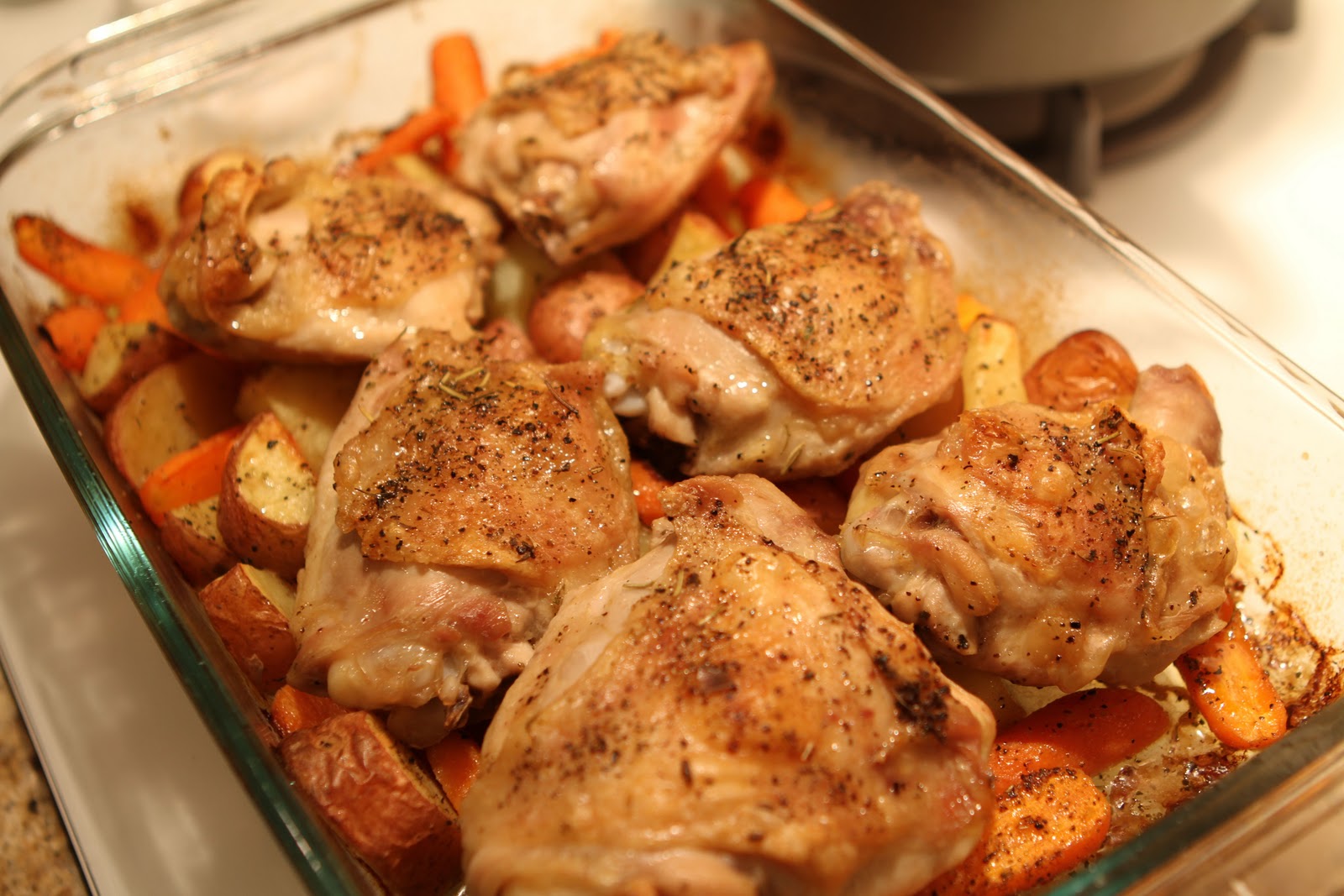 rosa's recipe box: oven-roasted chicken thighs with carrots and yukon ...
