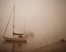 Maine Sailboat in Fog