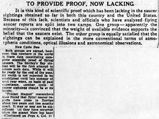 Flying Saucers or Not -  Canada Sighting Station To Seek Scientific Proof - The Toronto Star 11-11-1953 (B)