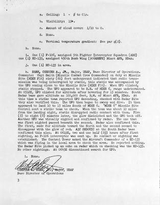 UFO Sighted Over Minuteman Missile Silo Carpio Grano North Dakota (D) 8-24-1966