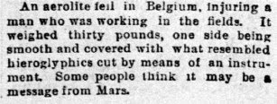 An Aerolite Fell in Belgium - The San Francisco Call (Sunday) 4-18-1897