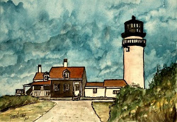 lighthouse cod cape paintings watercolor painting lighthouses highland prints seascape drawing beach nautical coastal inches ink pen drawings georgia watercolour