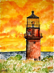 lighthouse paintings nautical prints watercolor painting gay head abstract lighthouses vineyard martha beach signed gift water oil seascape collectible gifts