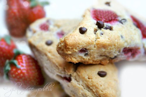 Gluten free scones with strawberries and chocolate chips