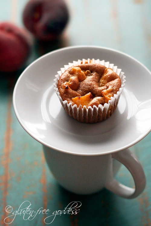 Tender gluten-free muffins with peaches and almond flour