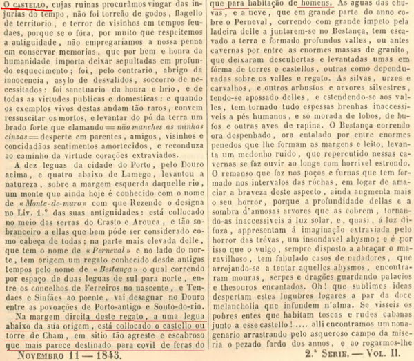 Noticia sobre a Torre de Chã, rev. Panorama, 1843