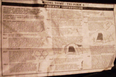 actual instructions to Jim's Columbia tent