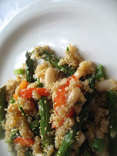 Quinoa and White Bean Salad with Wasabi and Roasted Asparagus