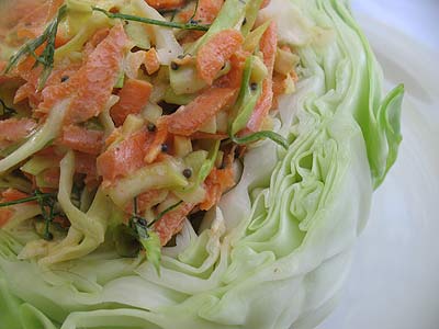 Whole Cabbage Stuffed with Coleslaw