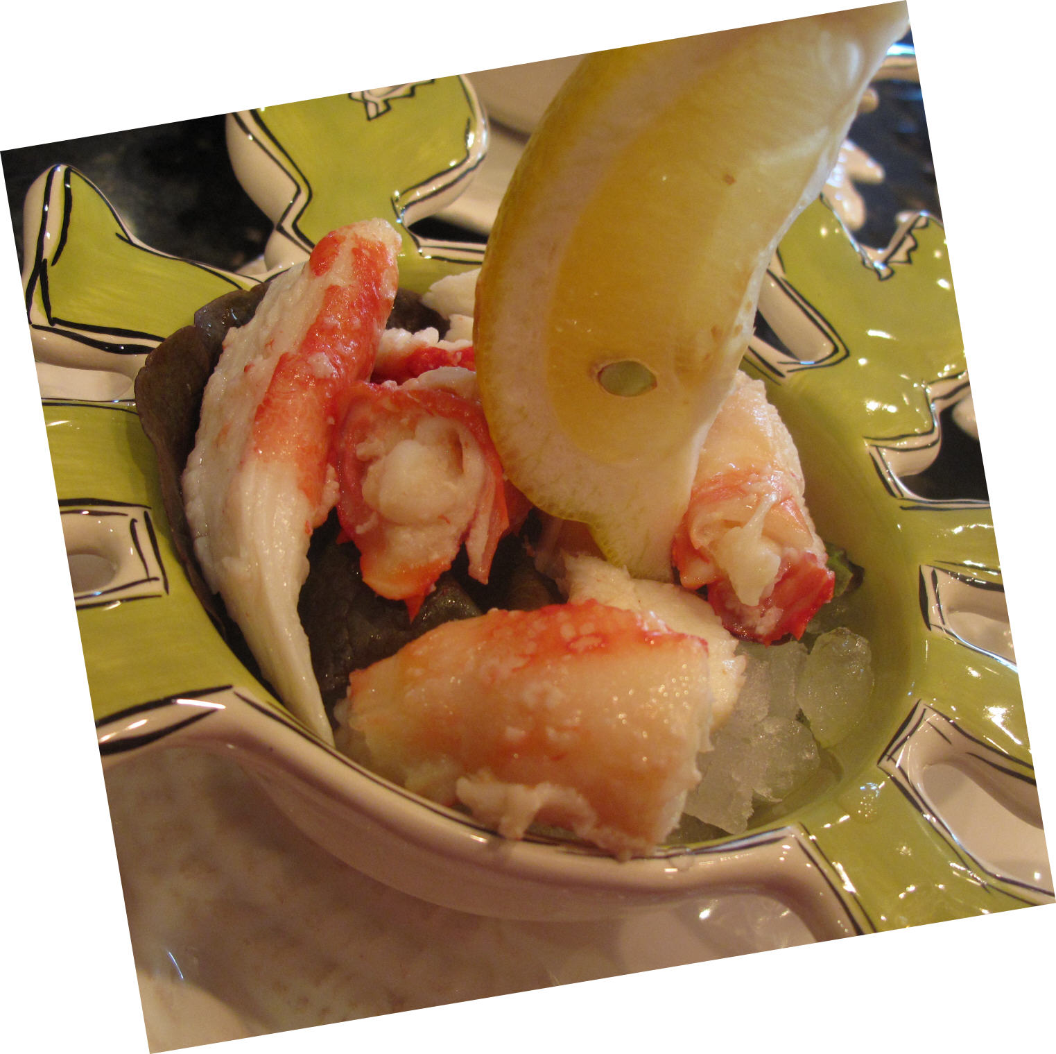 King Crab Cocktail with Dipping Sauces Third Course in our Spring Garden Party Purple