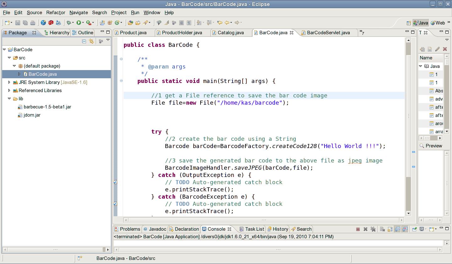 jcafe.info Barcode generating in Java, Barbecue, Hello World