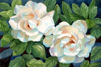 Zeh Original Art Blog Watercolor and Oil Paintings: Gardenia Flowers  Watercolor Painting