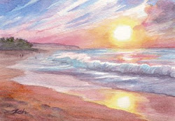 sunset watercolor beach hawaii painting paintings beaches oil florida island watercolors sun zeh paintingvalley