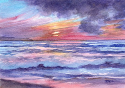 sunset watercolor hawaii paintings oil sky