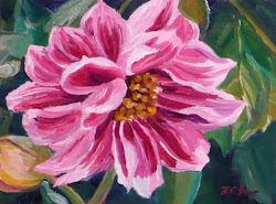 dahlia painting flower oil pink watercolor paintings dahlias flowers