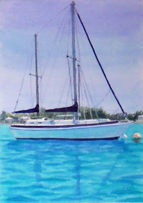 Bermuda Sailboat watercolor by Janet Zeh