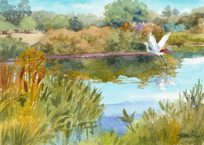 Great Egret Heron painting by Janet Zeh