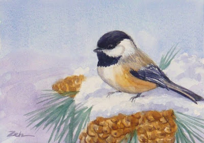 Black-capped Chickadee watercolor painting