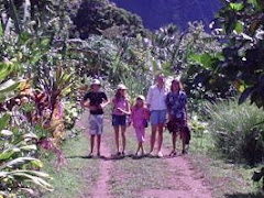 Kids hiking down the trail