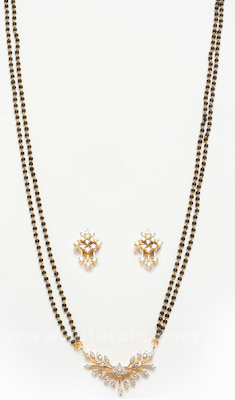 Nallapusalu (Black Beads) with Diamond Pendants - Jewellery Designs