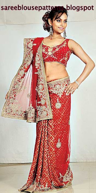 Bridal Designer Sarees with kundan work - Saree Blouse Patterns