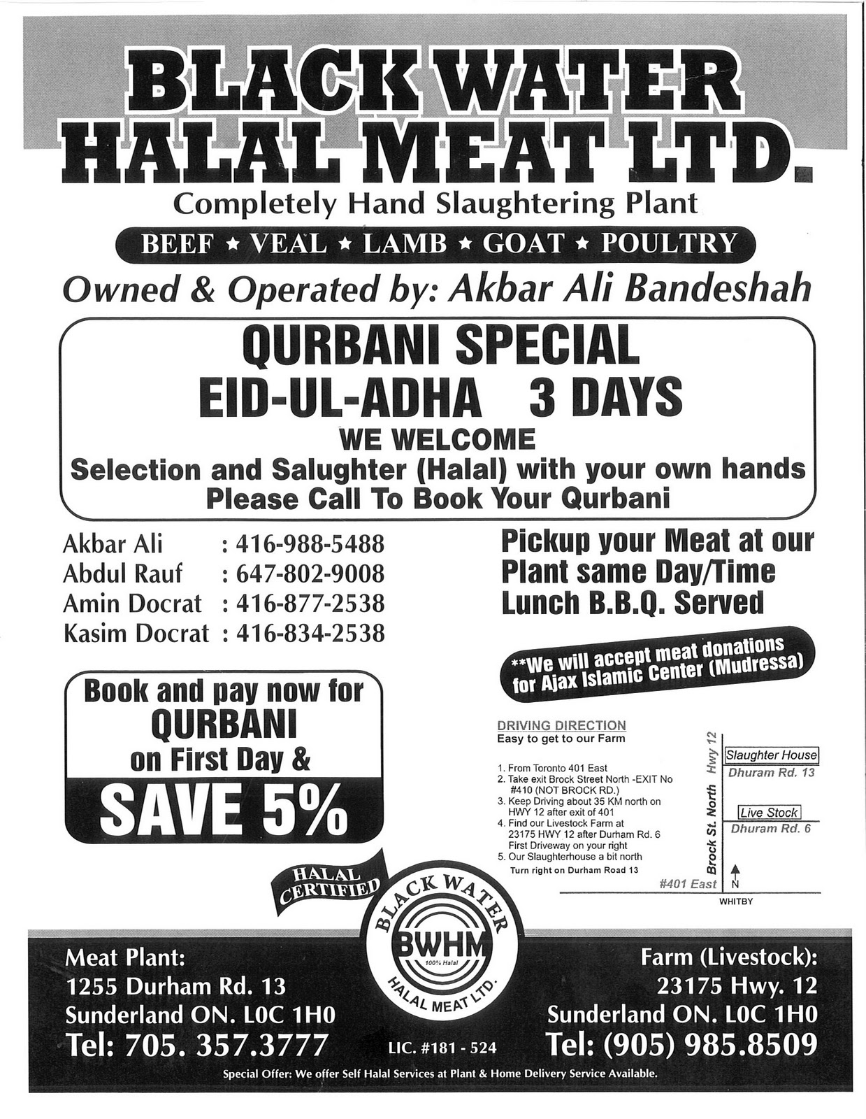 Qurbani Halal Meat Toronto Area Eid ul Adha special Masjids