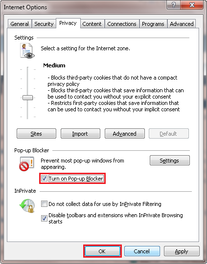 how to enable pop ups on internet explorer 8