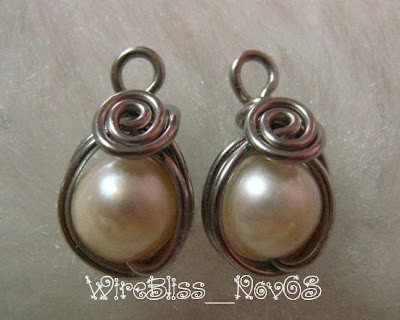 Wire Wrap Pearls Stud Earrings