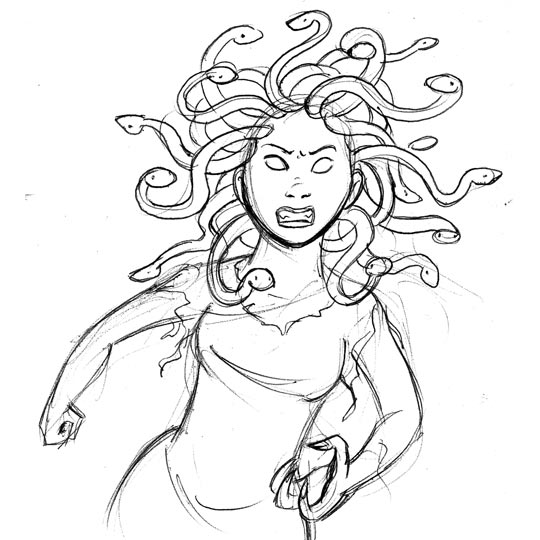Easy Drawing Of Medusa Head Sketch Coloring Page