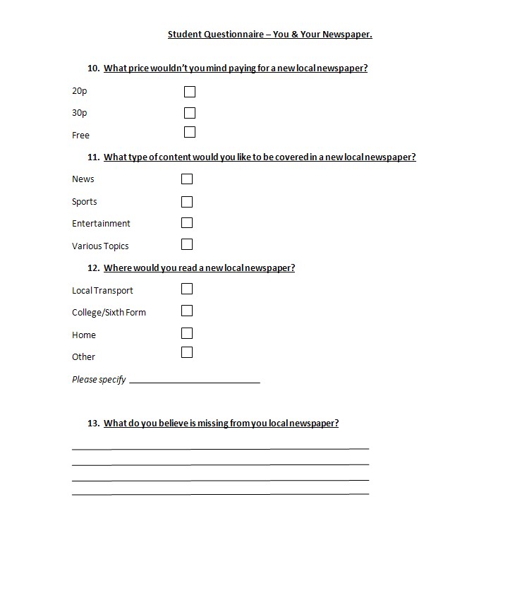 A2 Media Questionnaire