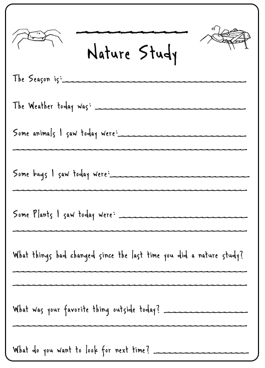 The World According To Them My First Printables Nature Study And The 