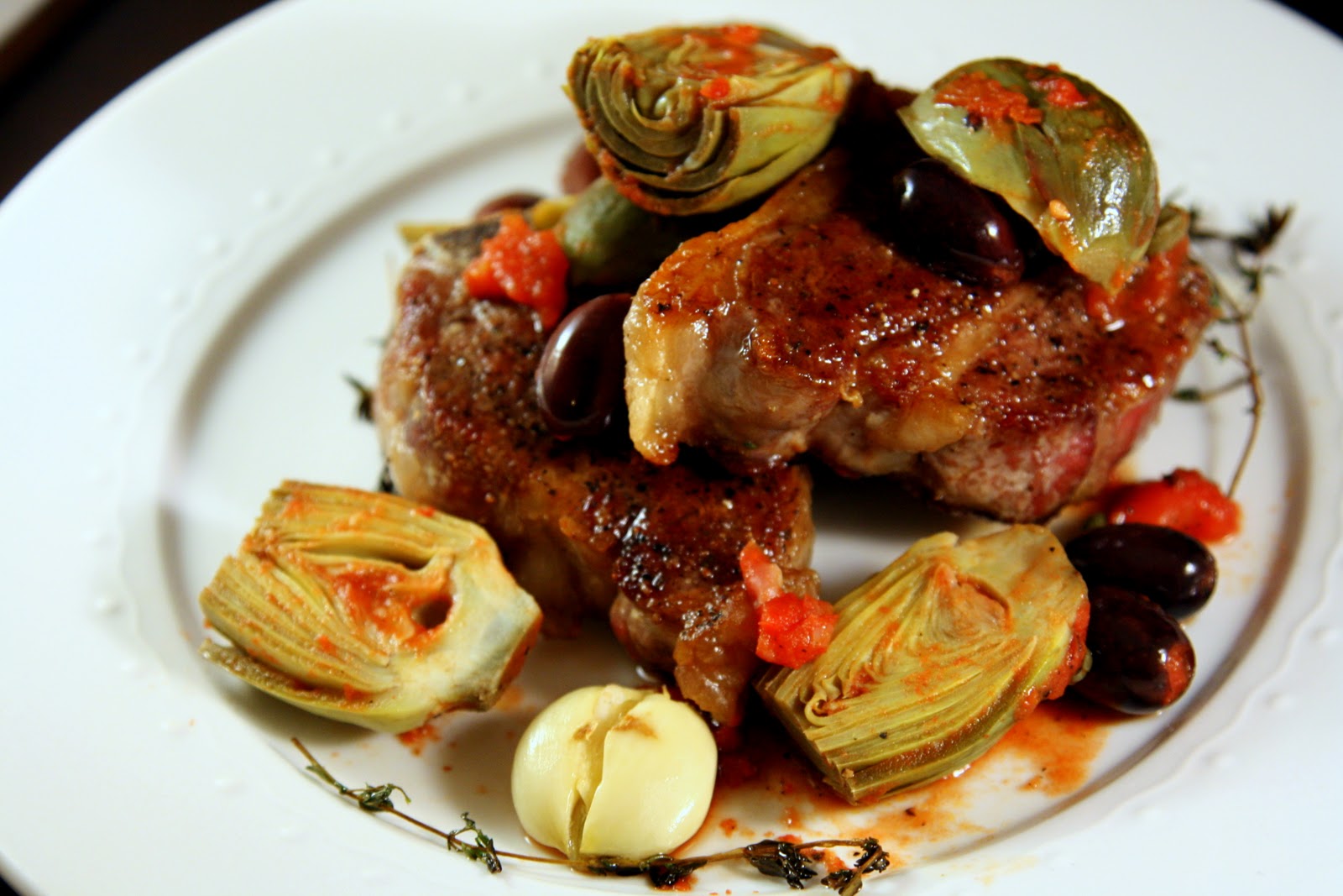 Lamb Chops with Artichokes, Olives and Capers Culinary Studio