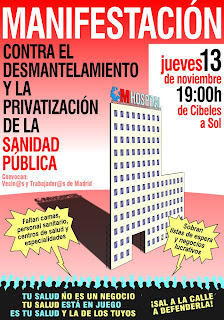 Mañana manifestación contra la privatización de la sanidad