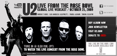Youtwo (U2) live on Youtube from the Rose Bowl, Video, Musik, Musikvideo, Live-Webcam, Klatsch, Internet, Google, Cult on You Tube,