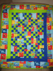 Baby Quilt - Dinosaurs w/accents of vibrant blue & green
