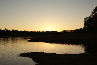 View of the sunset at Pachmarhi Lake