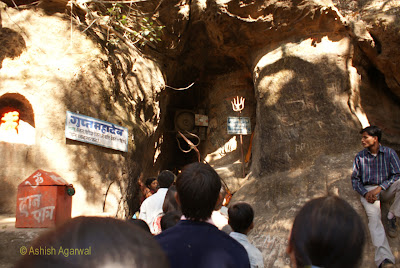 People crowding the entrance to Gupta Mahadev in Pachmarhi