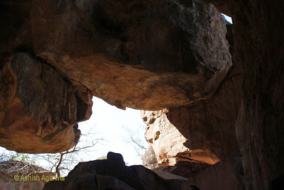 Caves at Bhimbetka form natural shelters in which pre-historic man could survive