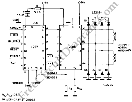 Schematic & Wiring Diagram: L297 Stepper Motor Controller Circuits