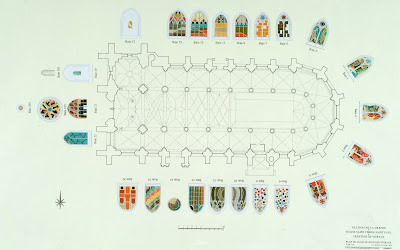 Plànol i distribució dels vitralls de l'Església de Sant Pere i Sant Pau, de Villenauxe la Grande.
