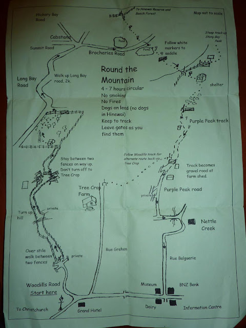 Mapa del recorrido 'Round the mountain' de Akaroa