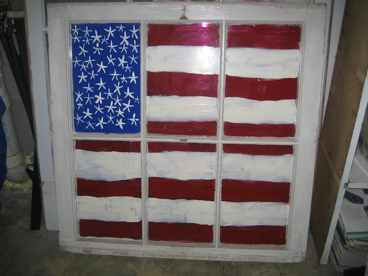 Old Window Art with Flag