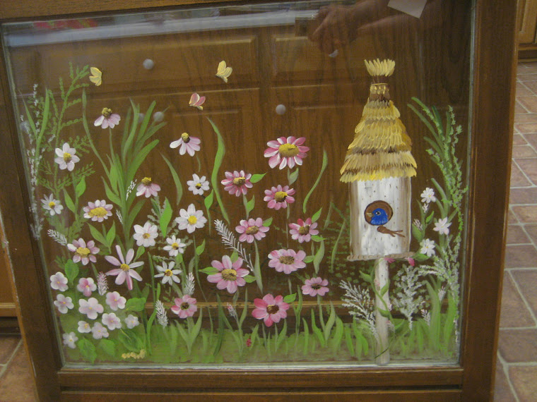 Old Window Art with Pink Flowers